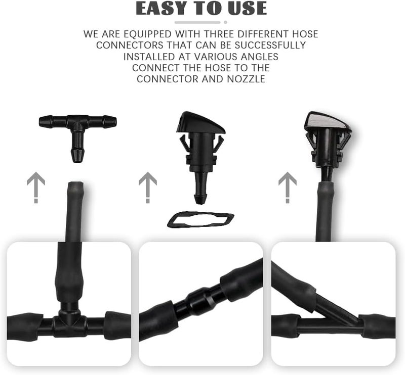 DWARFOO Windshield Washer Hose Kit, 42 In 1 Front Windshield Washer Nozzle Kit, 4805742AB 5116079AA Fluid Hose Connector, Windshield Washer Fluid Hose Compatible with Chrysler Dodge Jeep Ram - Image 4